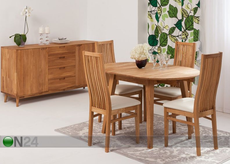 Удлиняющийся стол из дуба Basel 90-130x90 cm+ 4 стула Sandra увеличить