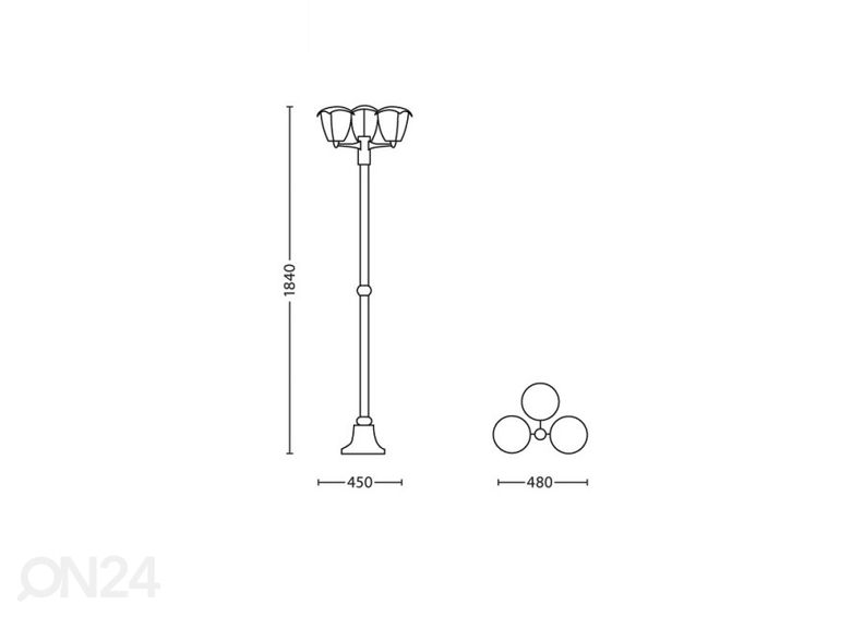 Уличный светильник Philips Creek 3x E27 черный увеличить