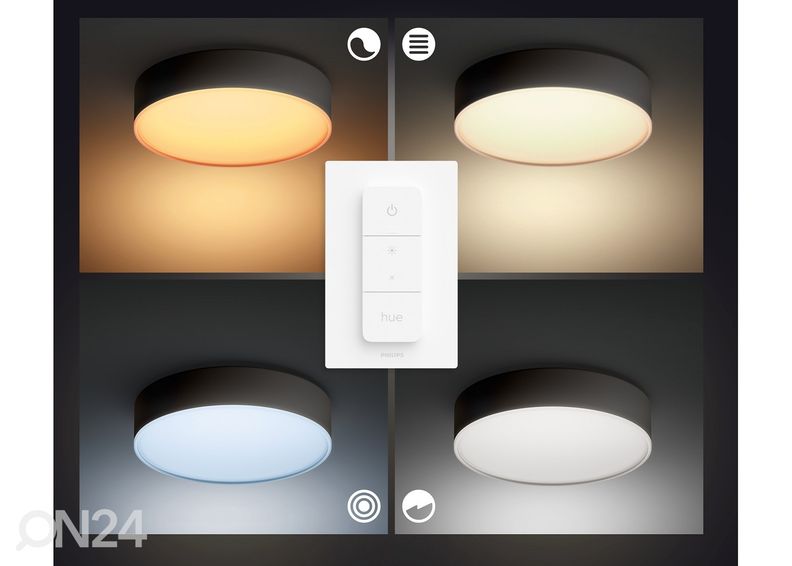 Умный потолочный светильник Hue White ambiance Enrave S чёрный с пультом Ø 26,1 cm увеличить
