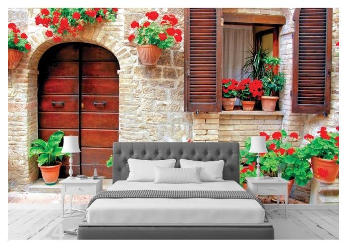 Флизелиновые фотообои Italian House with Colorful Potted Flowers 368x254 см увеличить