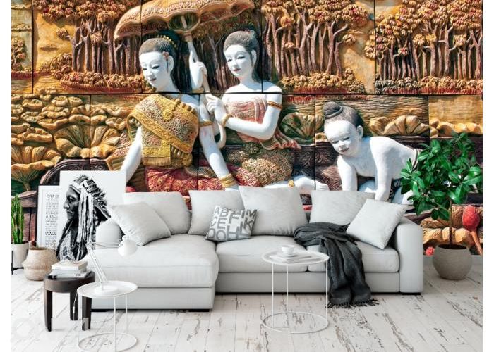 Флизелиновые фотообои Thai Stone Carving on Temple Wall 368x254 см увеличить