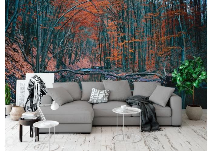 Флисовые фотообои Autumn Forest and Lake 368x254 см увеличить