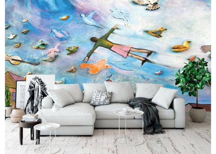 Флисовые фотообои Colorful Wall Inspired by Chagall 368x254 см увеличить