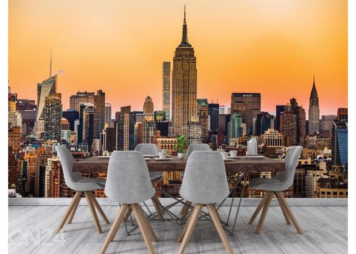 Флисовые фотообои Manhattan, New York City Skyline at Sunset 416x290 см увеличить