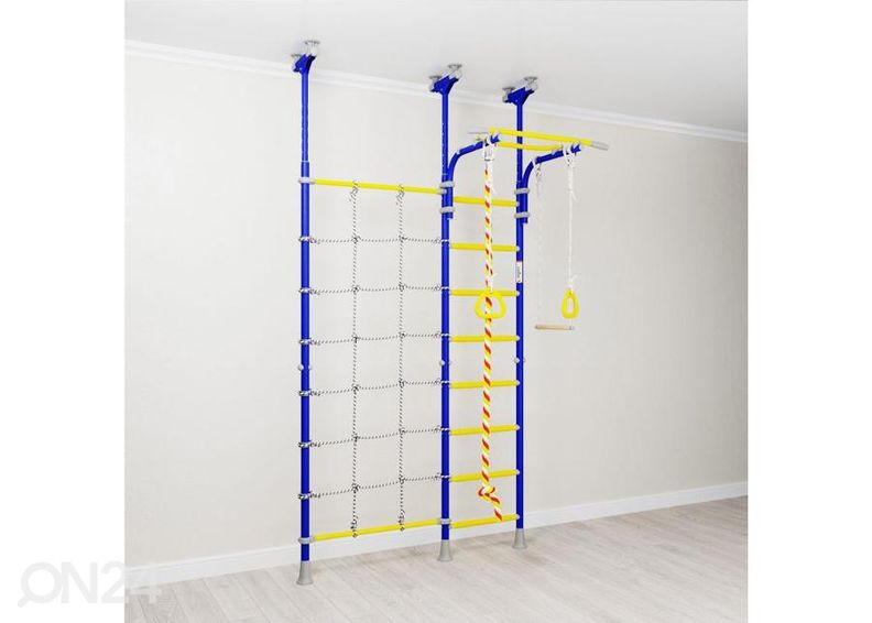 Шведская стенка с канатным лазом Wallbarz Funny Monkey 9D, синяя увеличить