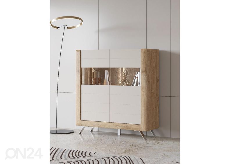 Шкаф-витрина Cassandra 128 cm, дуб/кашемир увеличить