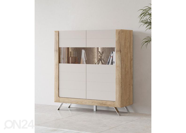 Шкаф-витрина Cassandra 128 cm, дуб/кашемир увеличить
