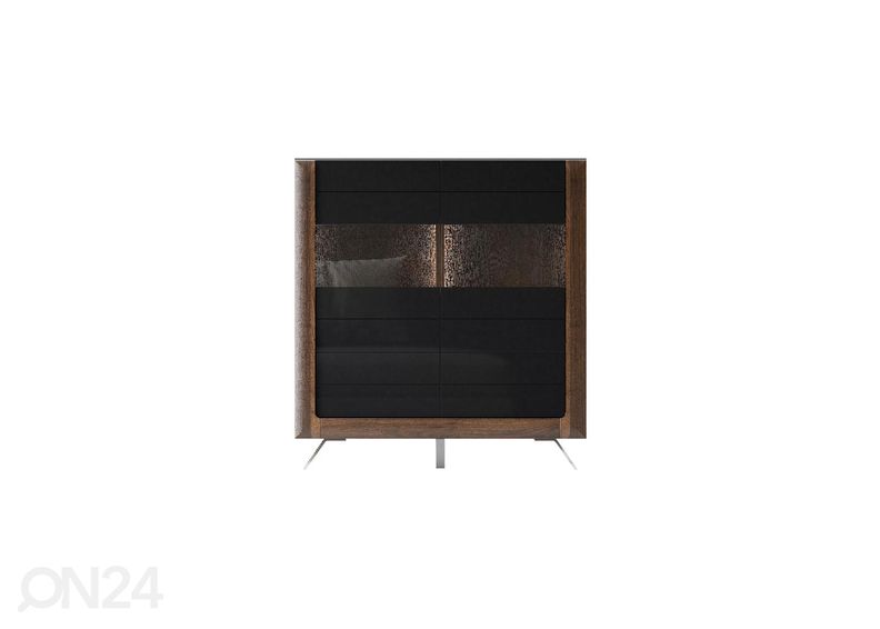Шкаф-витрина Cassandra 128 cm, орех/черный глянцевый увеличить