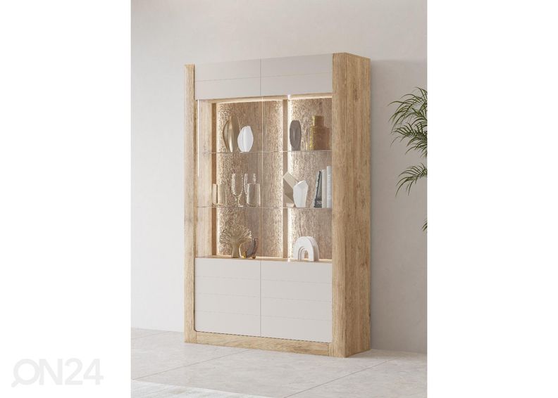 Шкаф-витрина Cassandra 129 cm, дуб/кашемир увеличить