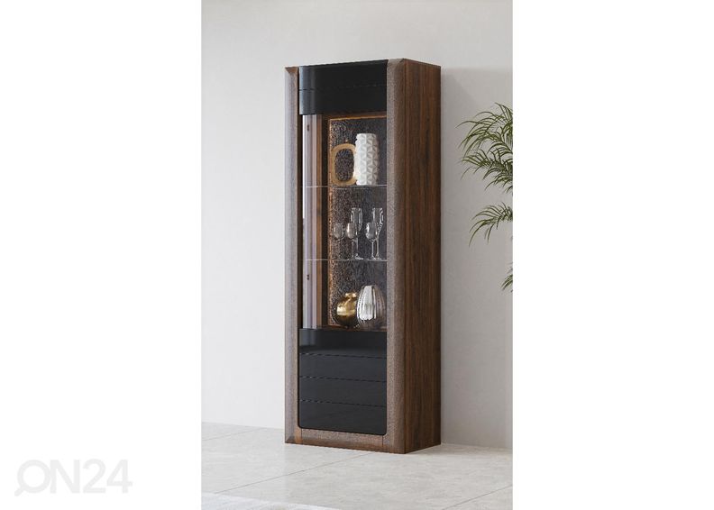 Шкаф-витрина Cassandra 73 cm, орех/черный глянцевый увеличить