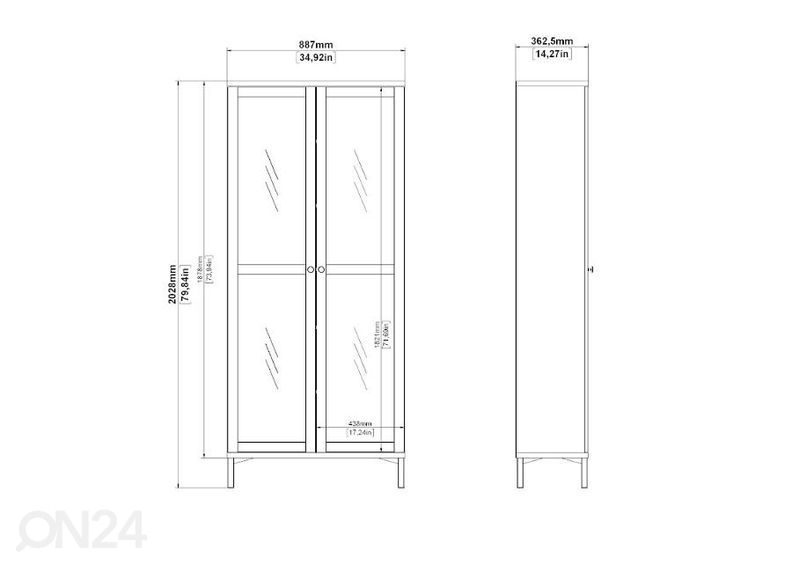 Шкаф-витрина Roma 88 cm, белый увеличить