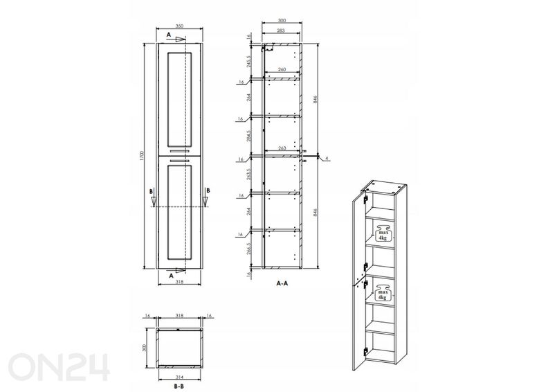 Шкаф в ванную Sintra 170 см увеличить