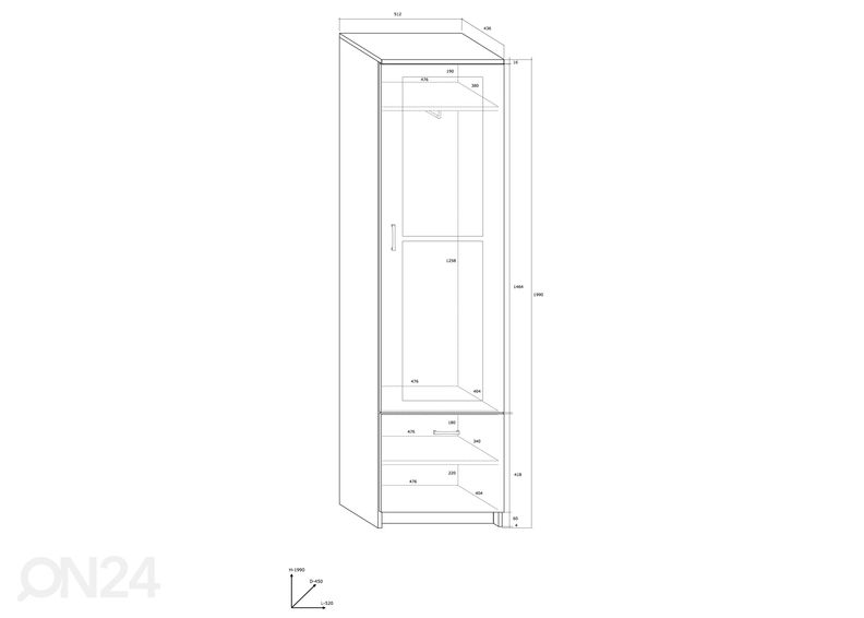 Шкаф в прихожую / шкаф платяной 52 cm увеличить