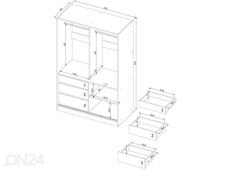 Шкаф-купе с зеркалом Haines 140 cm увеличить