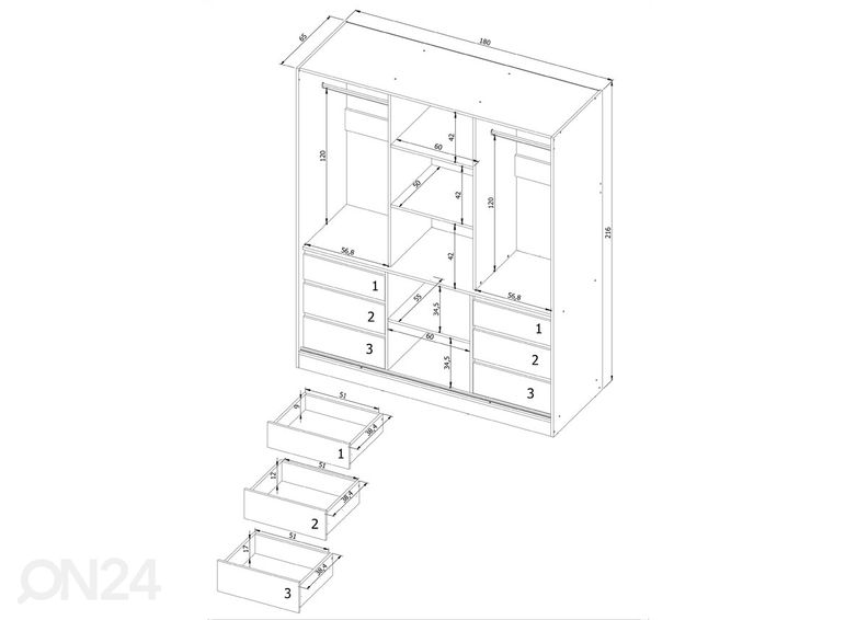 Шкаф-купе с зеркалом Haines 180 cm увеличить