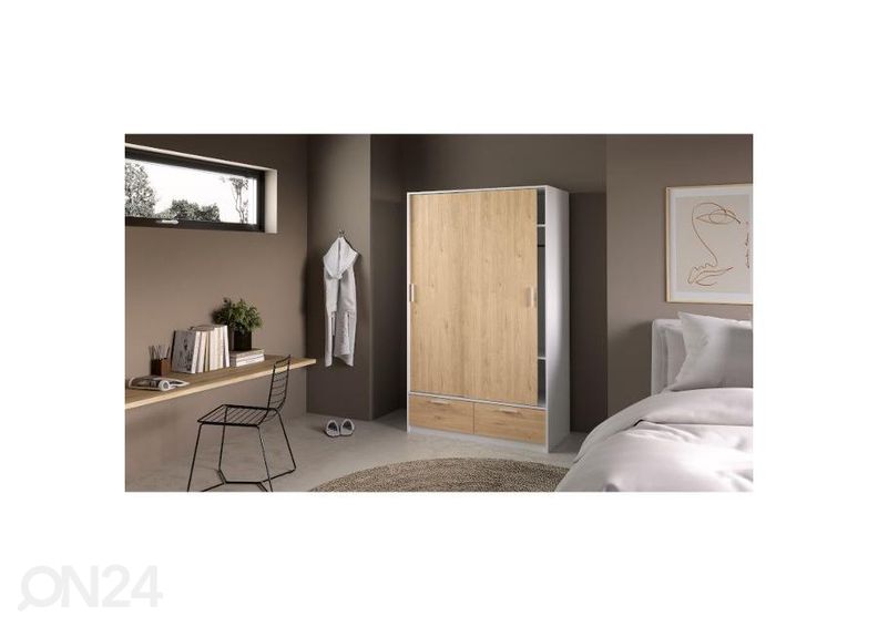 Шкаф-купе Line 121 cm, hickory/белый увеличить