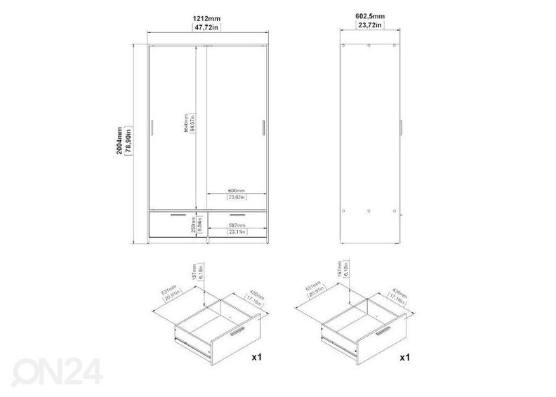 Шкаф-купе Line 121 cm, hickory/белый увеличить