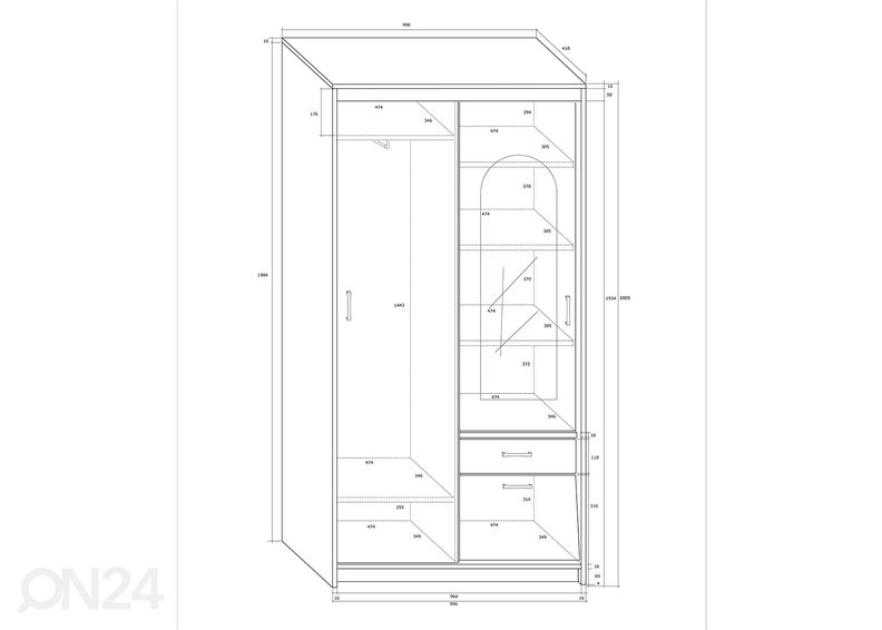 Шкаф платяной 100 cm увеличить