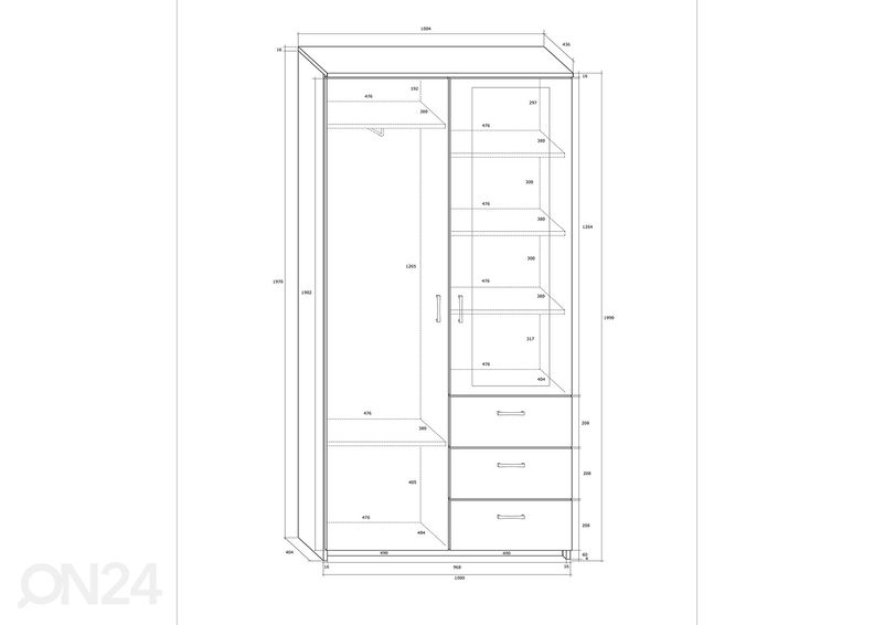 Шкаф платяной 100x44 cm увеличить