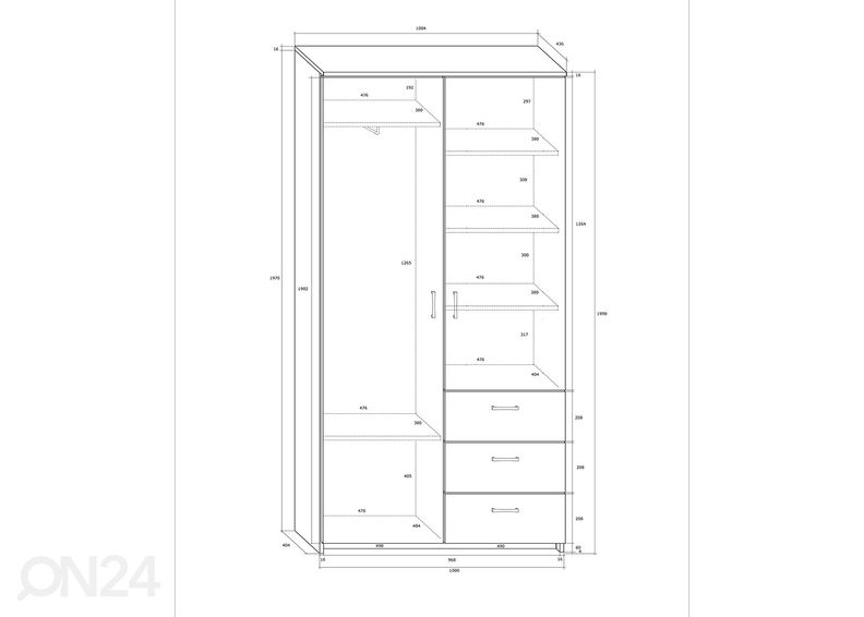 Шкаф платяной 100x44 cm увеличить