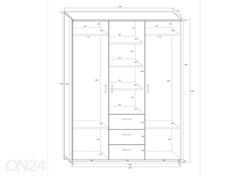 Шкаф платяной 150x44 cm увеличить