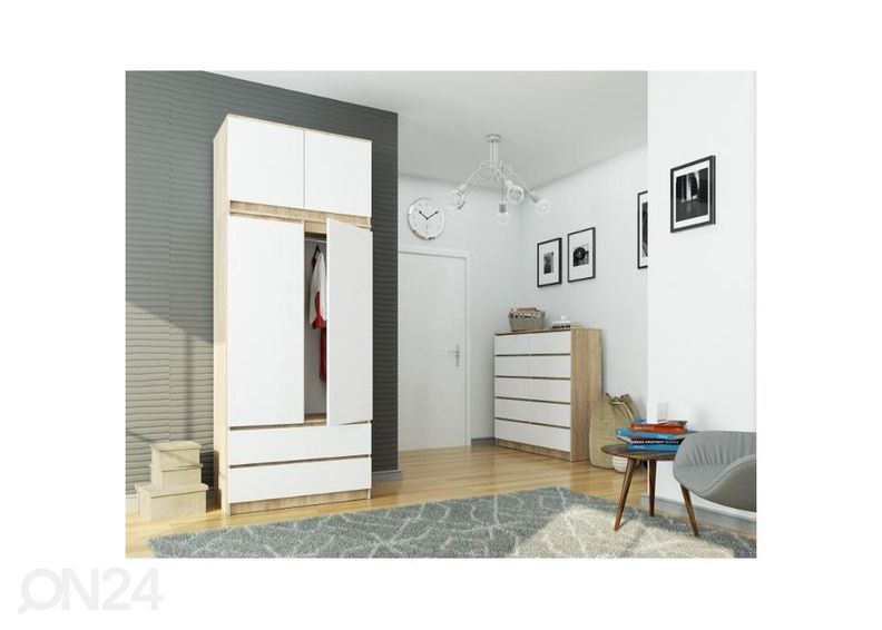 Шкаф платяной 90 cm, сонома / белый увеличить