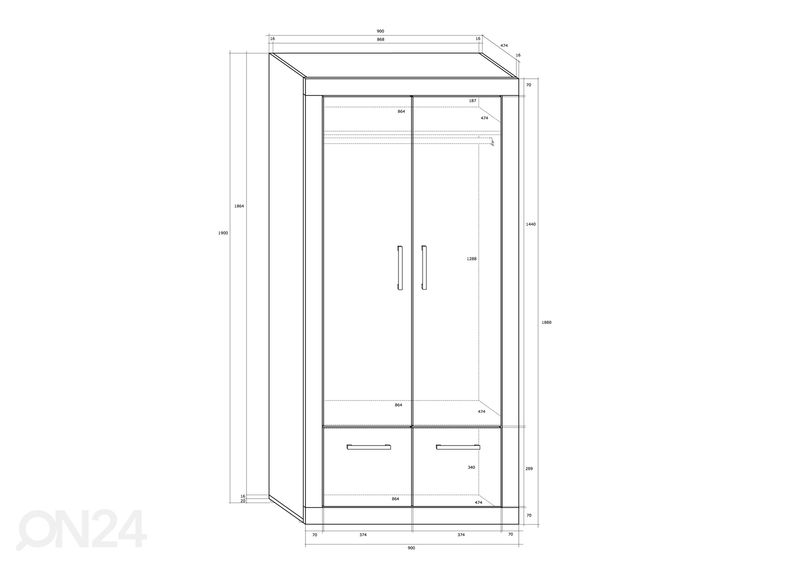 Шкаф платяной Bally 90 cm увеличить