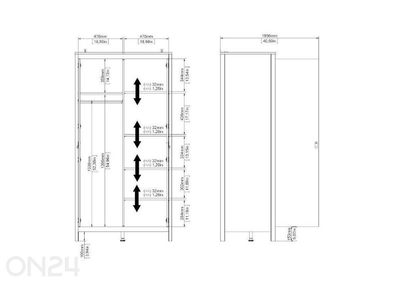Шкаф платяной Madrid 102 cm увеличить