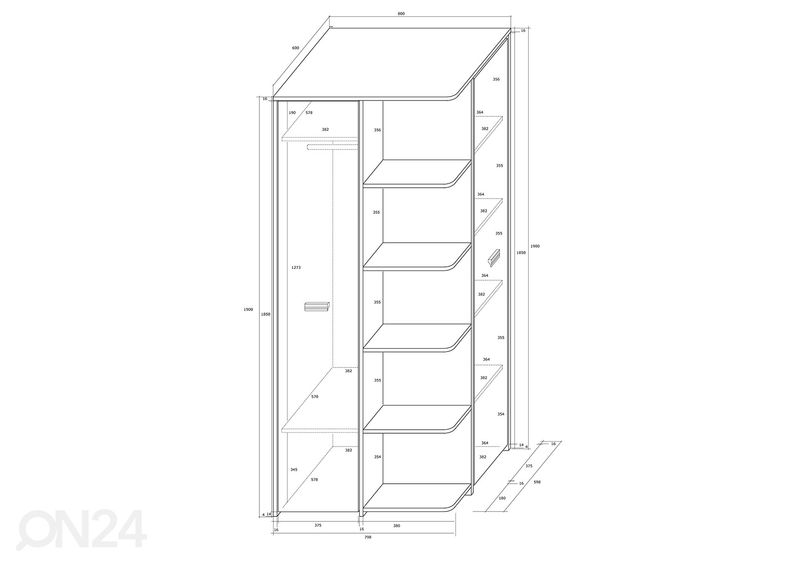 Шкаф платяной Remo 80 cm увеличить