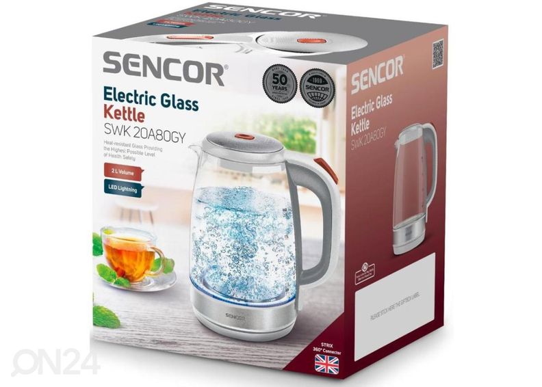 Электрочайник со стеклянным корпусом Sencor SWK20A80GY увеличить