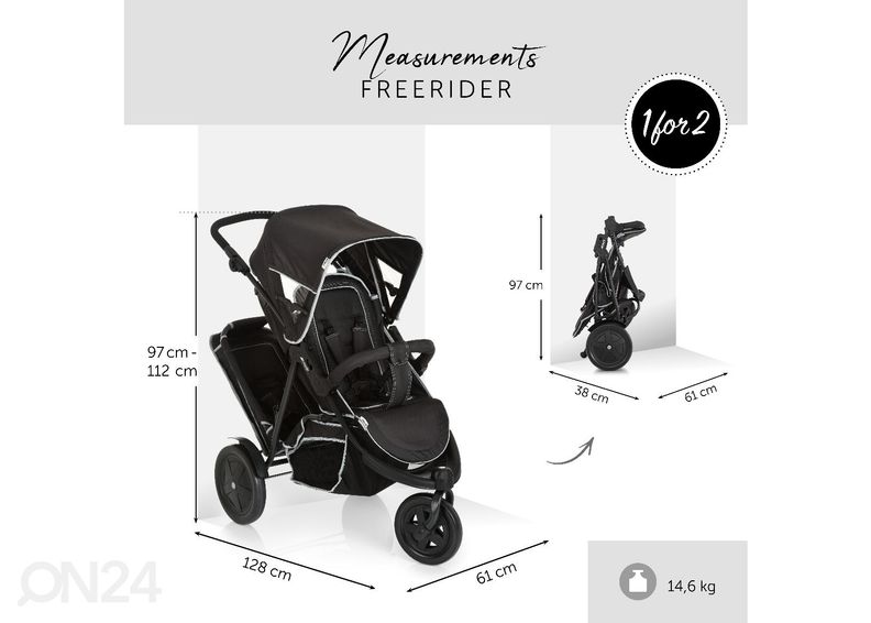 2-местная прогулочная коляска Hauck Essential Freerider SH12 чёрный увеличить