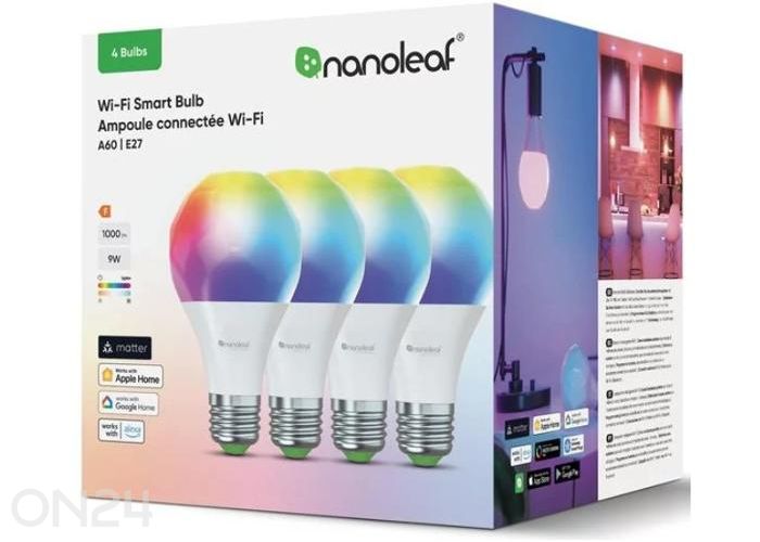 Nanoleaf Essentials Matter Wi-Fi умная лампа A60 E27 (комплект из 4 шт.) увеличить
