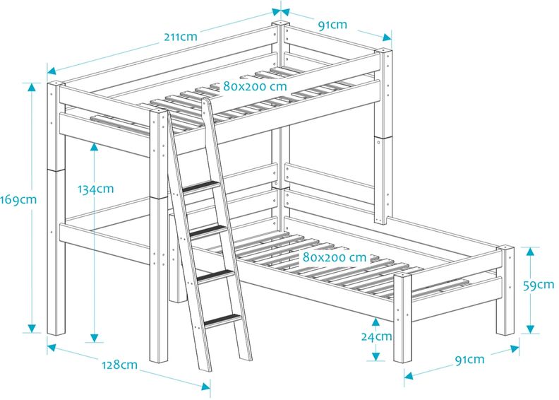 Suwem двухъярусная кровать Lahe 80x200 cm увеличить