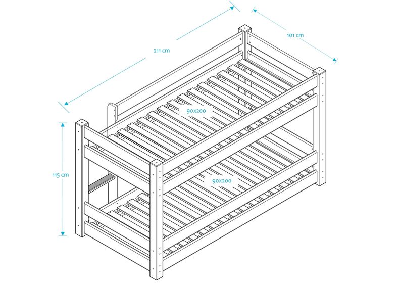 Suwem низкая двухъярусная кровать Lahe 90x200 cm увеличить