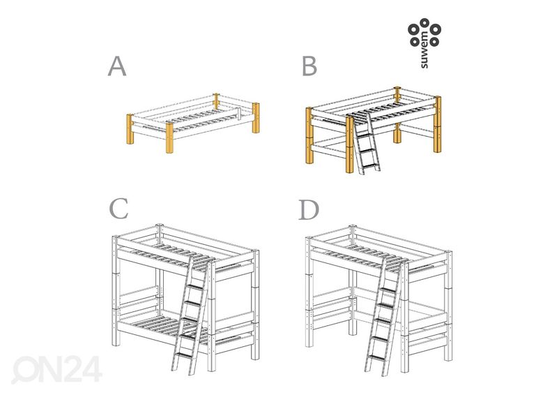 Suwem "BED for LIFE" двухъярусная кровать Lahe 90x200 cm увеличить