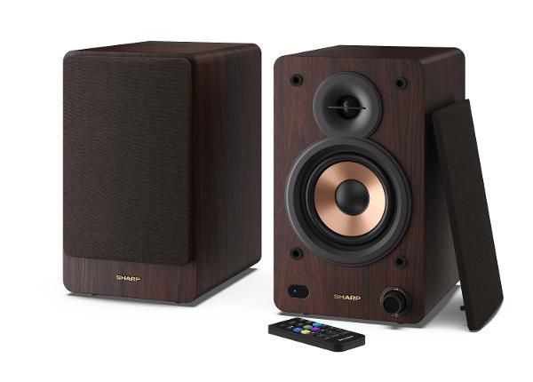 Акустическая система Sharp, 60 Вт RMS, Bluetooth, коричневая