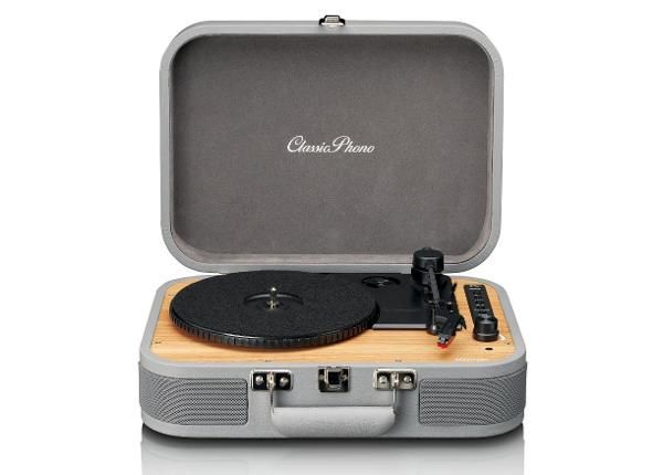 Виниловый проигрыватель Lenco TT116GY в футляре, серый