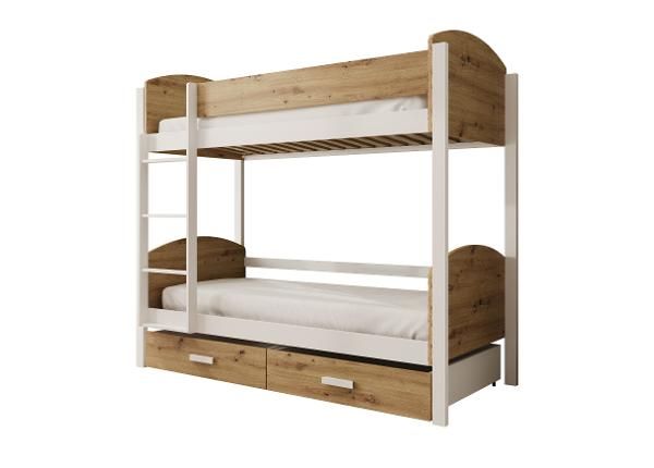 Двухъярусная кровать с матрасами Jori 90x200 см