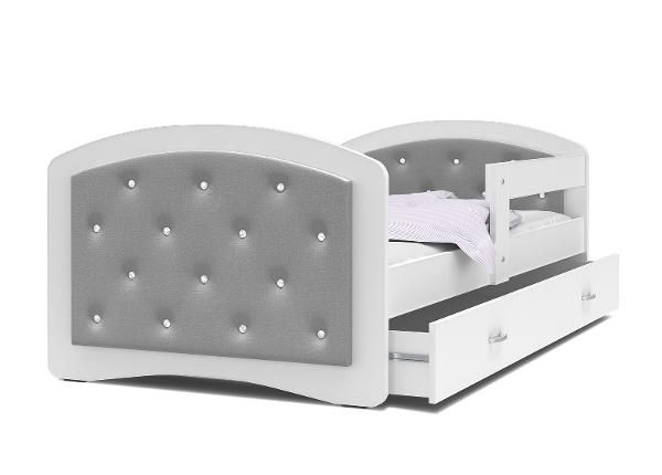 Детская кровать 90x200 cm, белый/серый