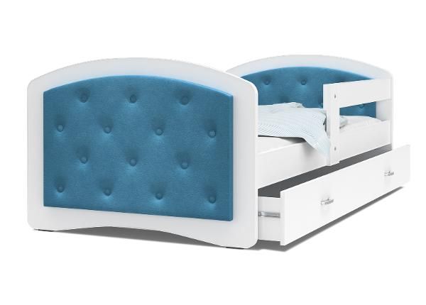 Детская кровать 90x200 cm, белый/синий