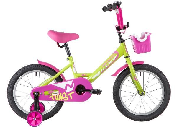 Детский велосипед 16" TWIST Novatrack зеленый/розовый