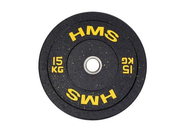 Диск olympic HMS жёлтый BUMPER 15 кг HTBR15