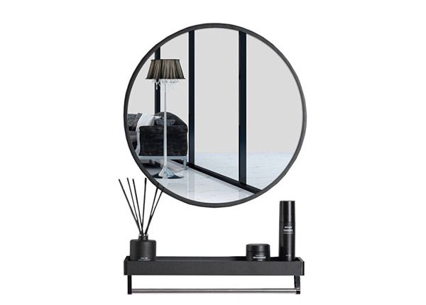 Зеркало с полкой 80 см, чёрное