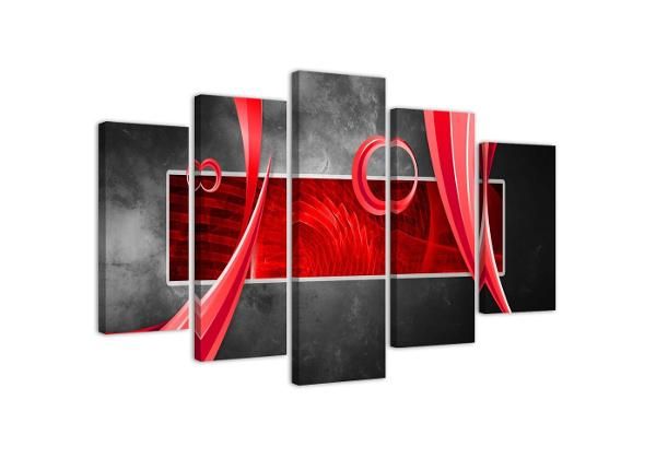 Картина из 5-частей Abstract Red Rectangle 100x70 см