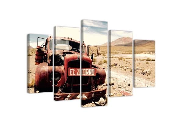 Картина из 5-частей Auto in the desert 100x70 см