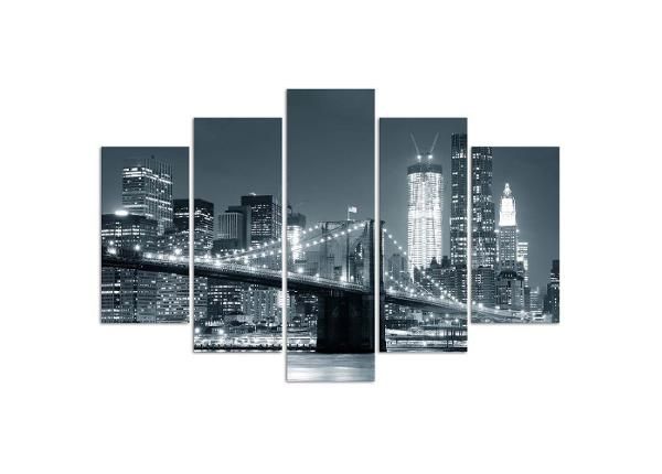 Картина из 5-частей Black and white Brooklyn Bridge 150x100 см