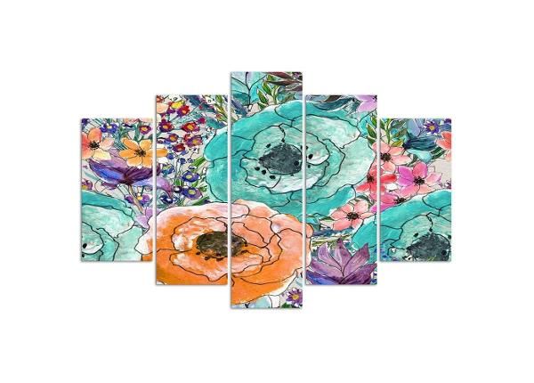 Картина из 5-частей Composition from flowers 100x70 см
