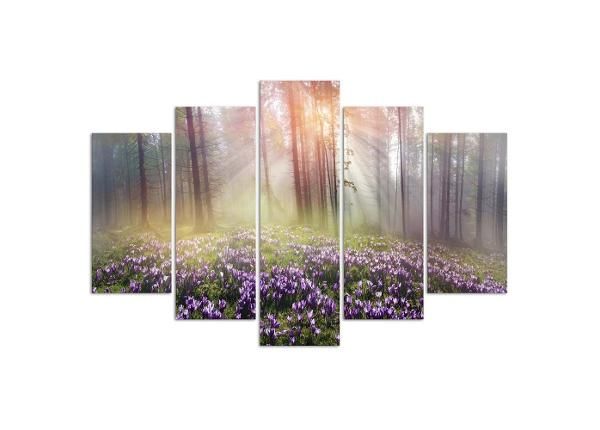 Картина из 5-частей Crocuses on a clearing 200x100 см