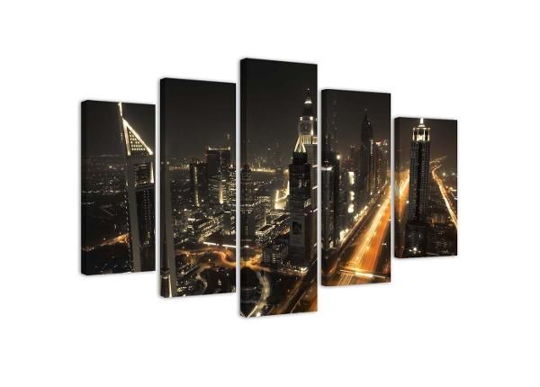 Картина из 5-частей Dubai Panorama at Night 200x100 см