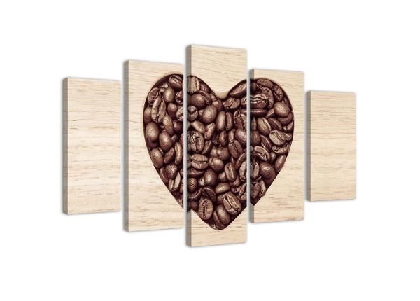 Картина из 5-частей Heart of Coffee Beans 150x100 см